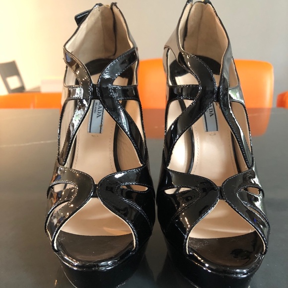 Prada Shoes - Prada zip back platform pump